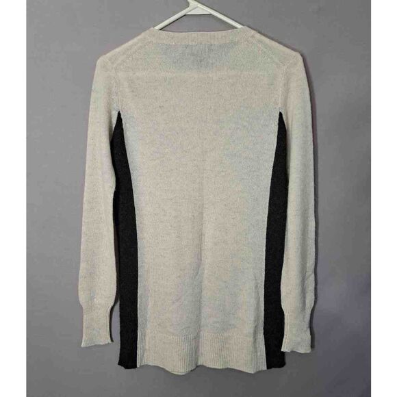 Aqua cashmere womens small sweater gray cream gray light cashmere color block - Picture 4 of 7